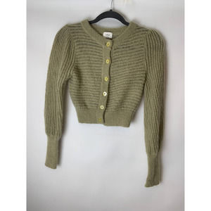 Aritzia Wilfred Alessia Cardigan Size S Small Green with Mohair and Alpaca